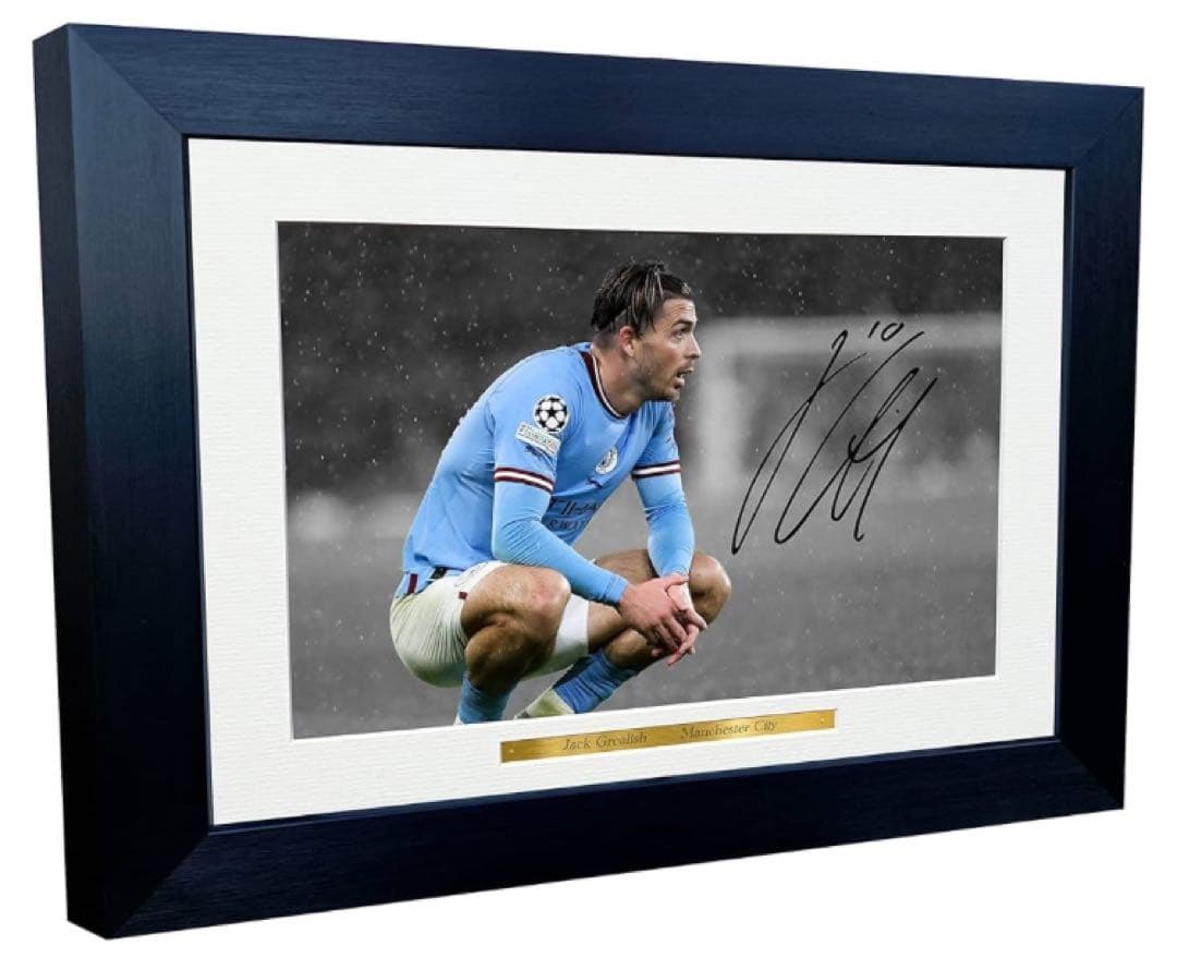 新品未使用 マンチェスター・シティ グリーリッシュ サイン入りフレーム写真