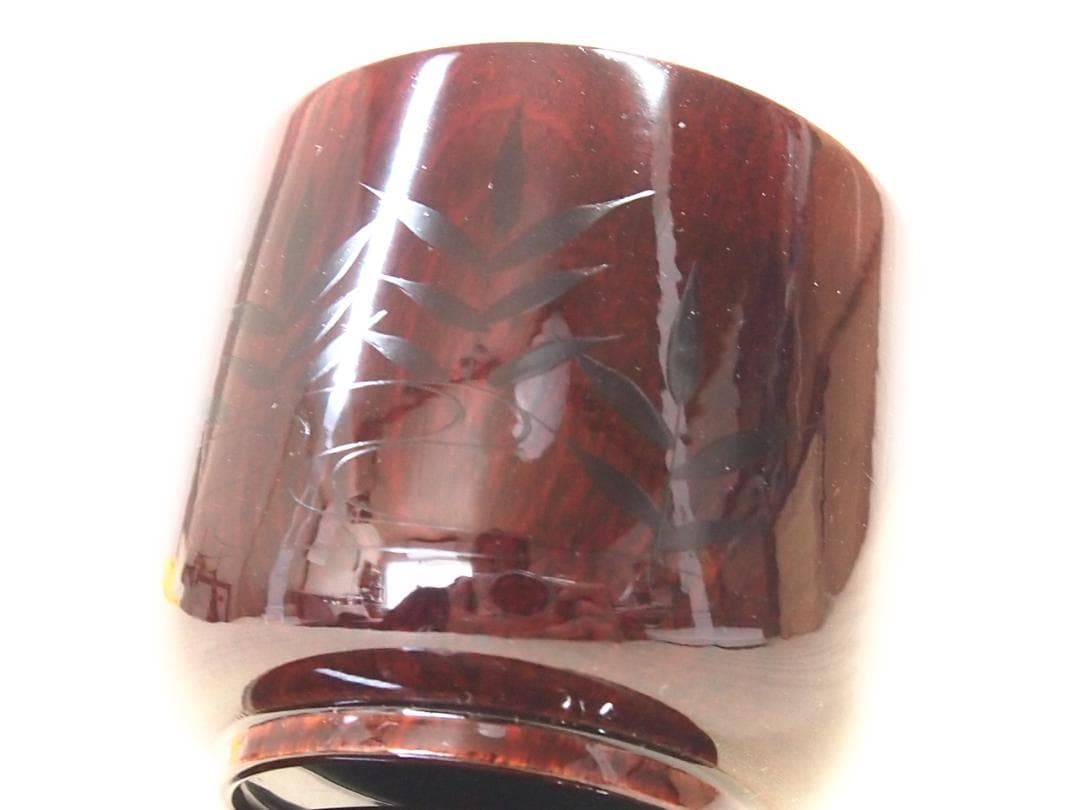 【美品】道場宗廣 溜塗 千鳥蒔絵/水草蒔絵 苫屋棗 なつめ/茶入/薄茶器 漆器