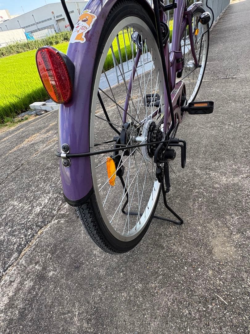 26㌅オートライト変速付き折り畳み軽快車(パープルカラー)