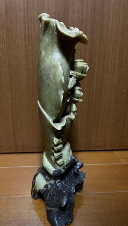 パワーストーン　風水　幸運を呼ぶ中国仏教美術　唐物　花鳥紋　花瓶　寿山石 石彫刻