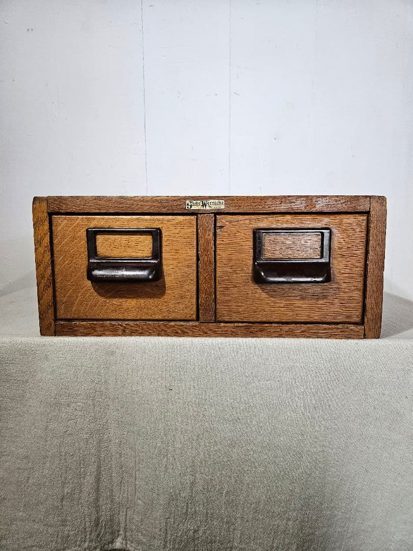 USアンティーク 木製のカードキャビネット ホルダー 卓上 書斎 引出し