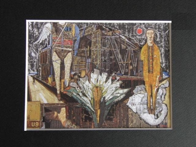 玉川信一、【神の標本】、希少な額装用画集画、新品高級額 額装付