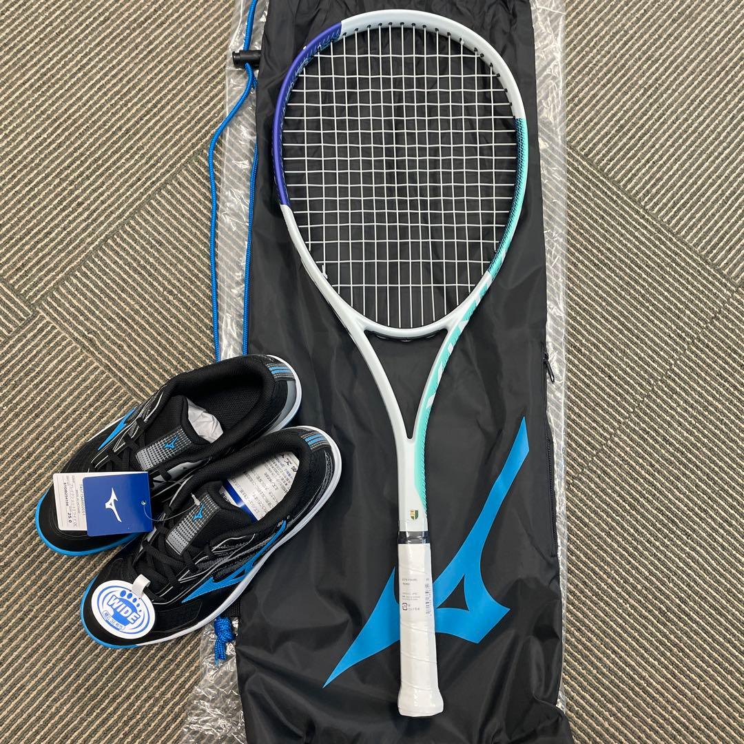 Mizuno TECHNIX 軟式テニスラケット&シューズ25センチ