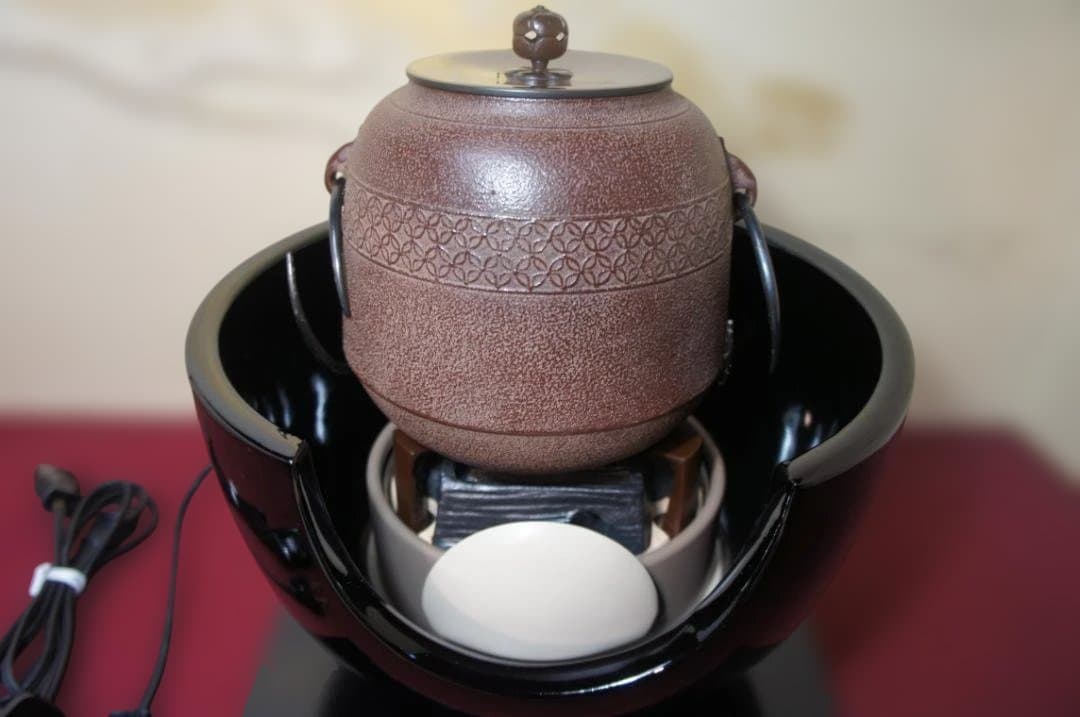 ☆ 創巧野々田 真塗風 炉(紅鉢型)400w電熱器 在銘 棗釜他フルセット送料込