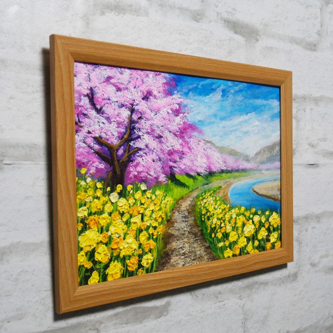 油絵 油彩 油彩画 絵画 絵【早春の桜】