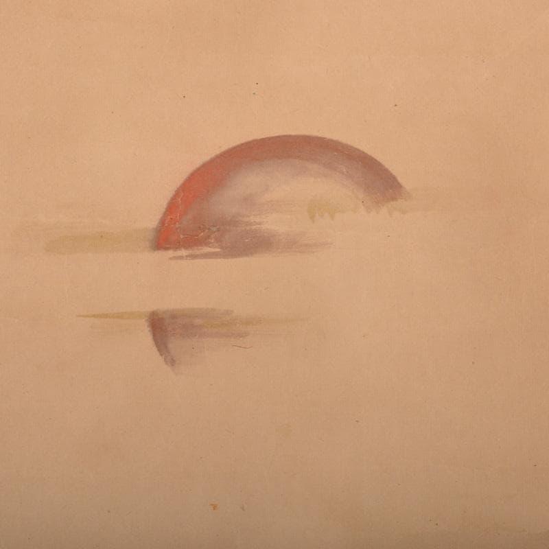 掛軸　狩野探淵守真画　「日の出ナス籠」　桐箱付　C　6319A