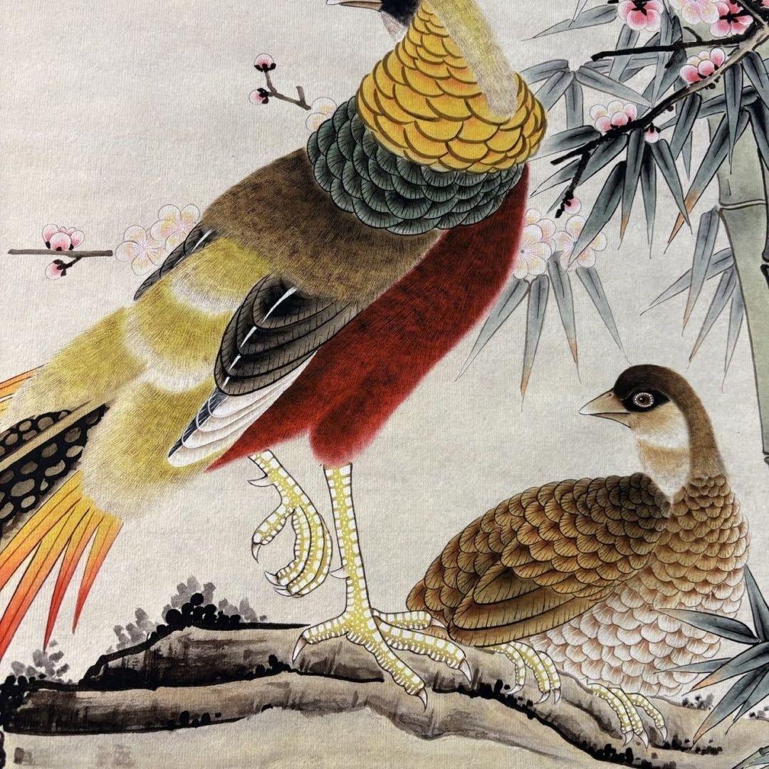 四尺 中堂 中国画 邹一桂《锦肃前程》証書付 掛軸