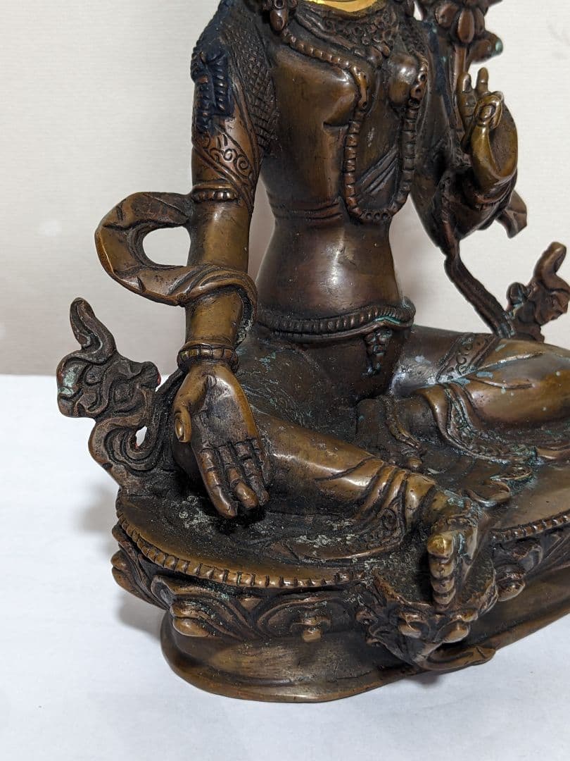♦チベット仏教 観音菩薩坐像 中国 古美術品 古玩 仏教美術 仏像 唐金 骨董品