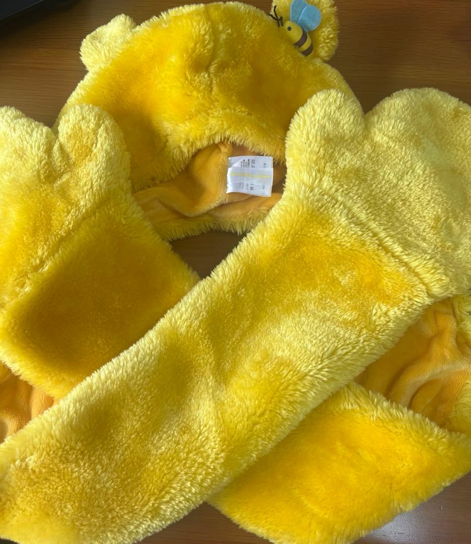 レア ディズニー プーさん マフラーキャップ　ファンキャップ　被り物