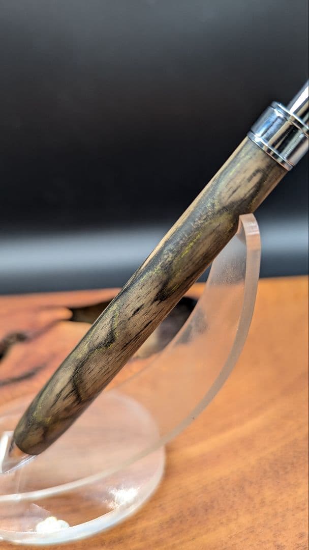 570極上　黒柿　孔雀杢　木軸シャーペン　ボールペン