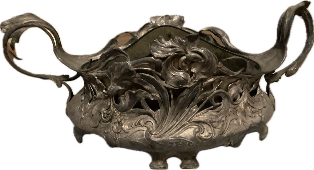 アールヌーボー　ピューター　ジャルディニエール