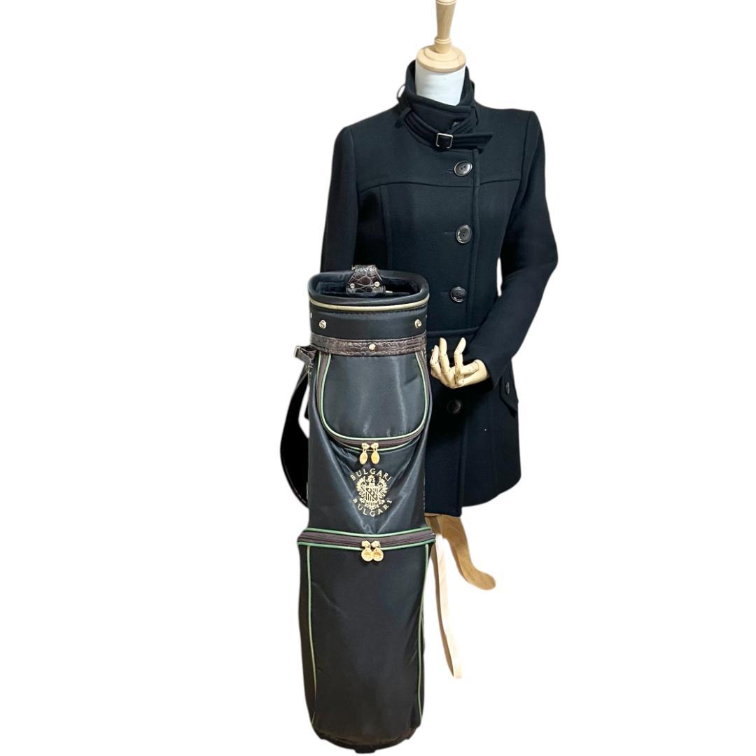 ブルガリ ゴルフバッグ クロコ ブラック キャンバス レザー ゴールド
