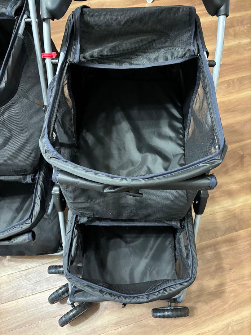 軽量ペットカート 1台 多頭飼い 折りたたみ式 黒　約120×80×51cm