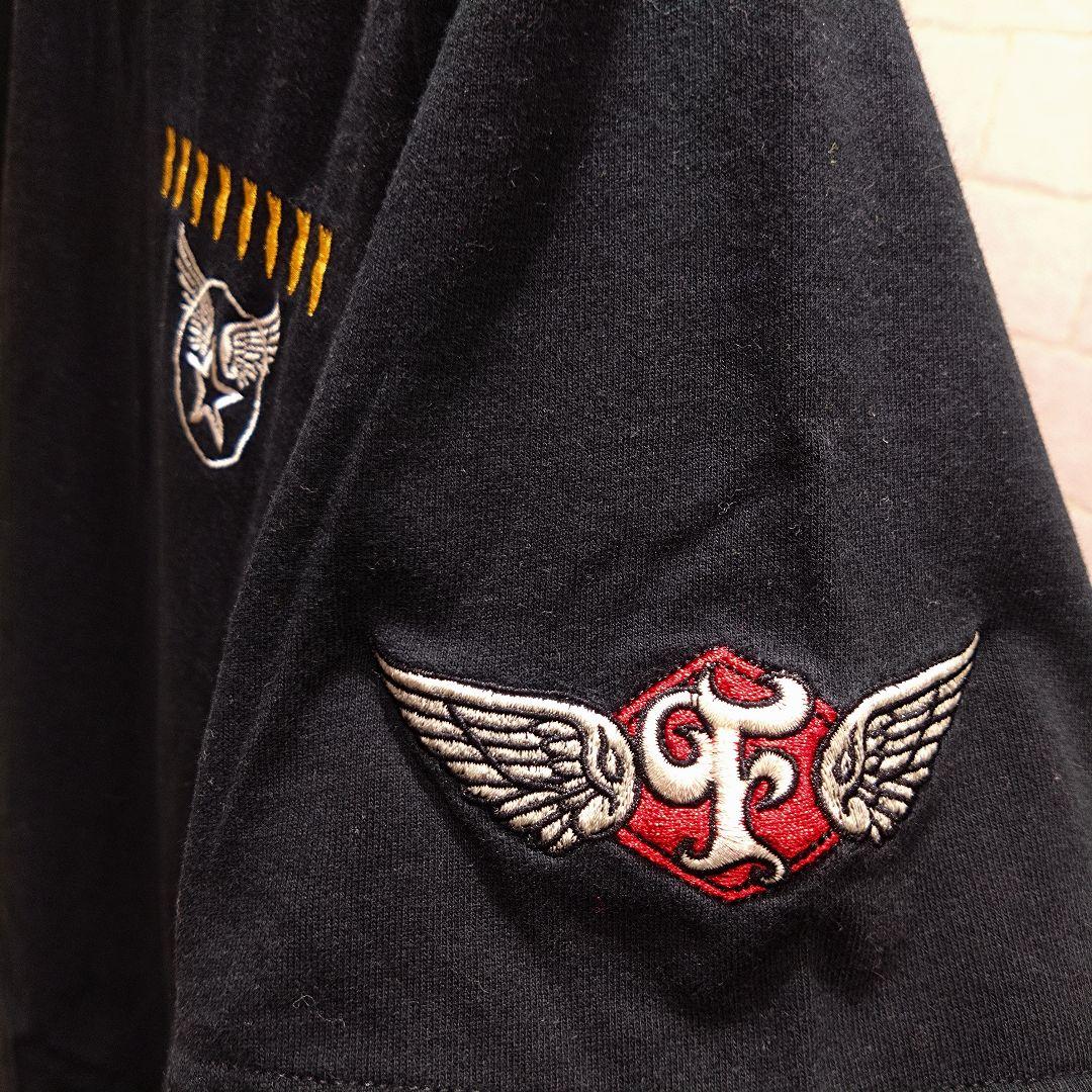 FLAGSTAFF Tシャツ ピンナップガール 黒 刺繍 ミリタリー