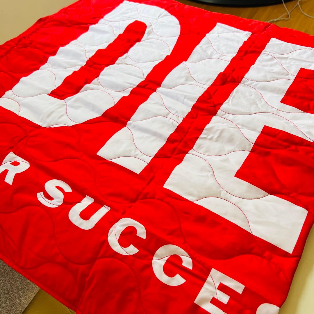 【DIESEL】オリジナルロゴ ブランケット（赤白）、専用巾着付き