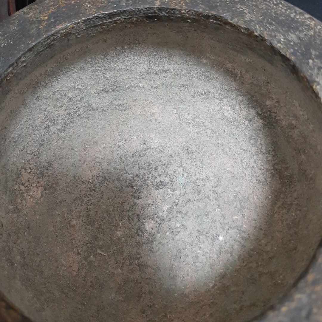 希少　古い銅香炉　香道具　唐木蓋　唐木台座　翡翠摘み　古美術　中国美術