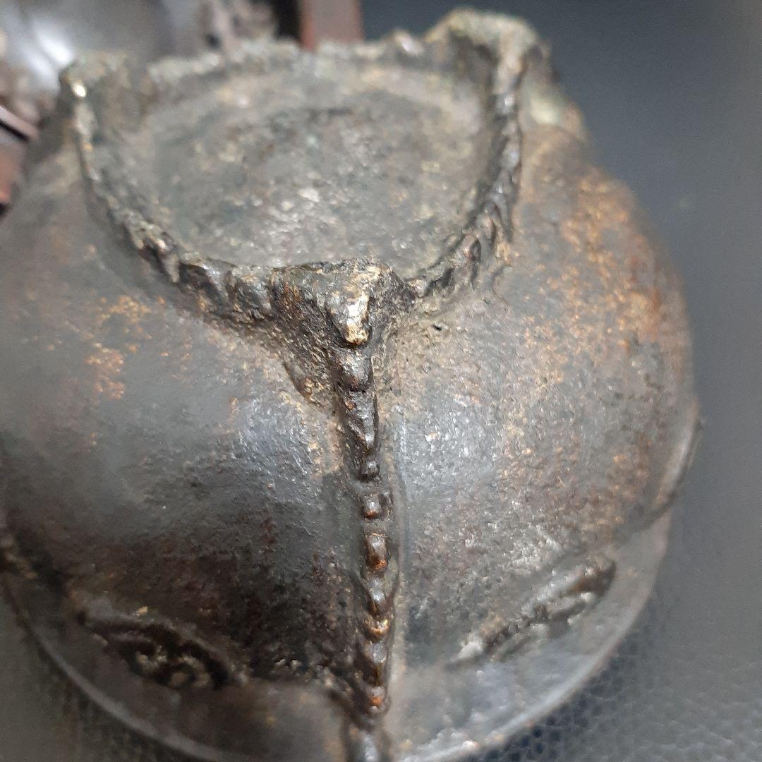 希少　古い銅香炉　香道具　唐木蓋　唐木台座　翡翠摘み　古美術　中国美術