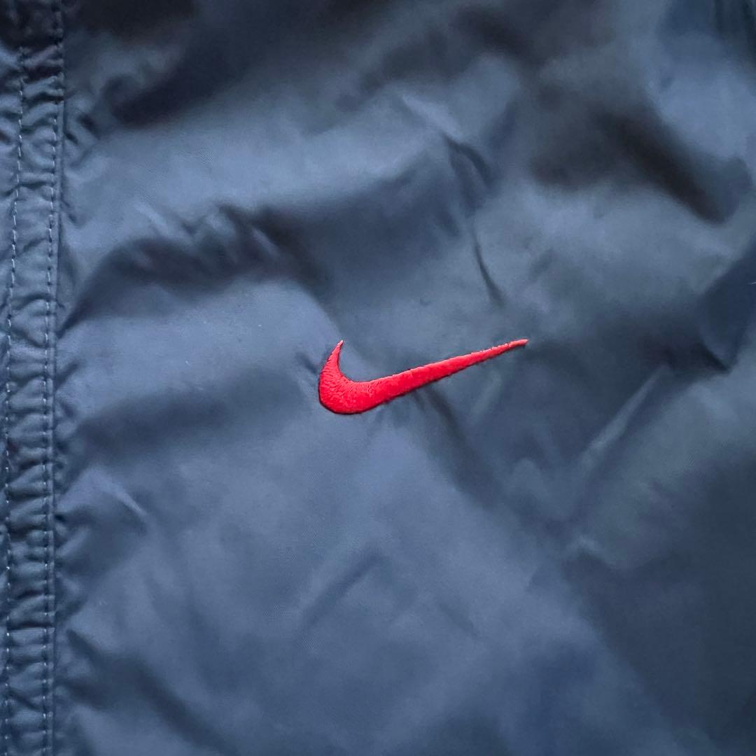 NIKE ナイキ 160㎝ ベンチコート 裏ボア 紺ネイビー 赤レッド 刺繍ロゴ