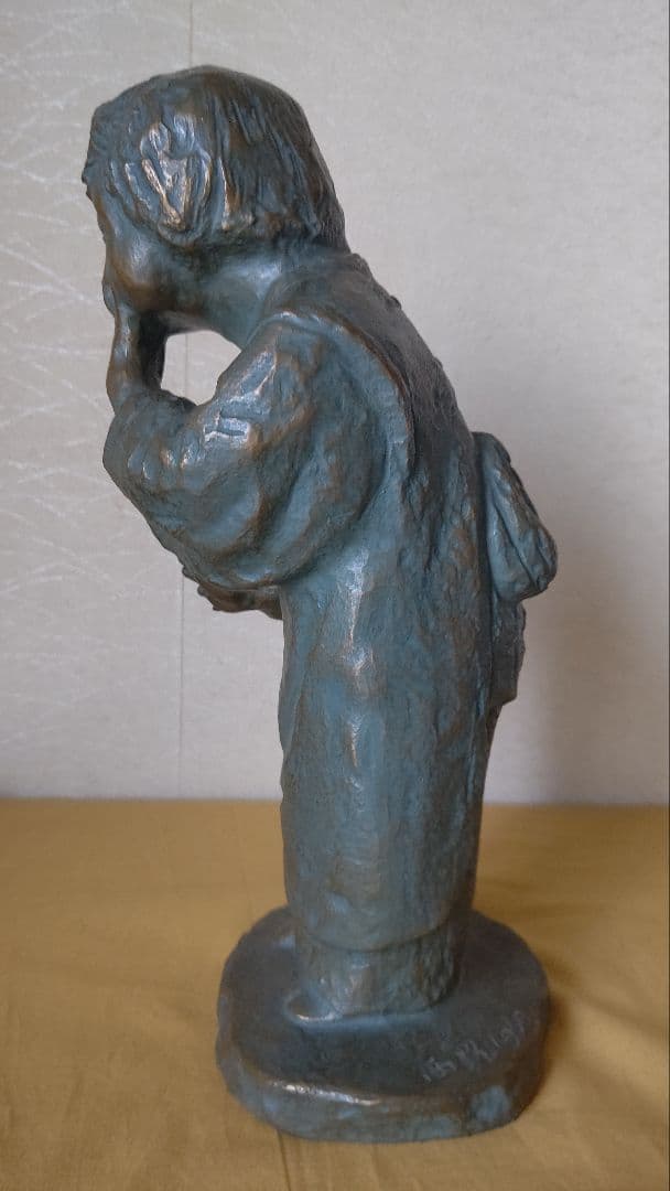 北村西望 喜ぶ少女 ブロンズ 置物 共箱 台座 証明書 作者年譜 人間国宝