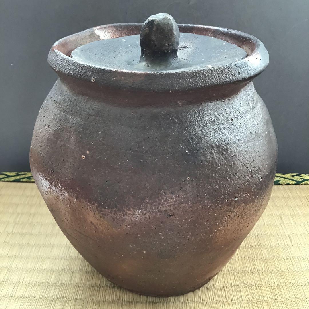 茶道具　常滑焼　種壷水指　天神窯　山田健吉　妙玄斎書付　替蓋栞共紙箱S220MS