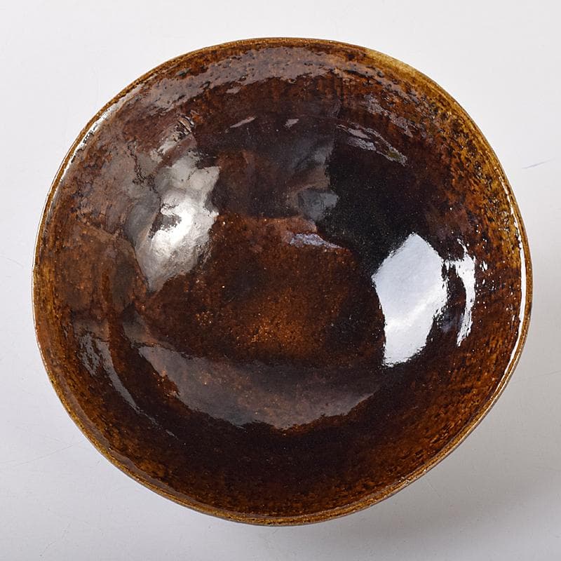 茶道具　楽吉左衛門　十代旦入造　飴釉　平楽茶碗　袱紗付　共箱　V　R7927