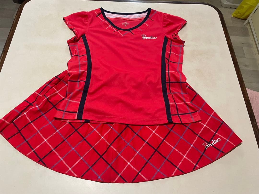 Pardiso 赤 チェック柄 テニスウェアMサイズ