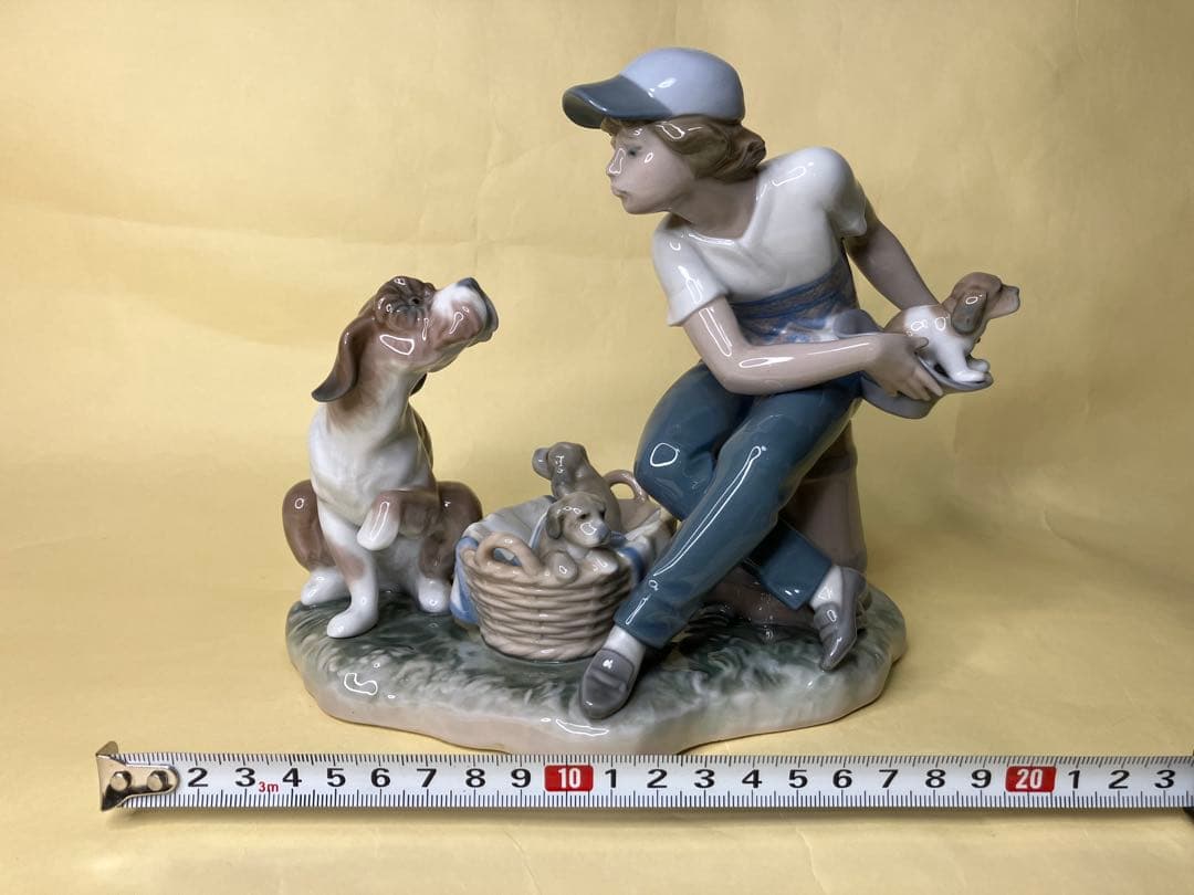 処分値下げ『1985年絶版レア品』リアドロ 犬と少年の陶器像（#5376）
