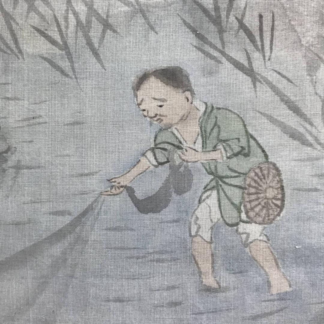 模写/中島来章/隆正賛/漁夫画賛/山水図/漁師/掛軸/名家伝来/AE-206