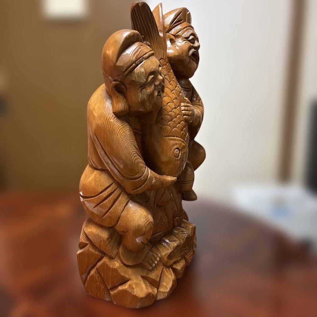 大黒天と恵比寿の木彫り