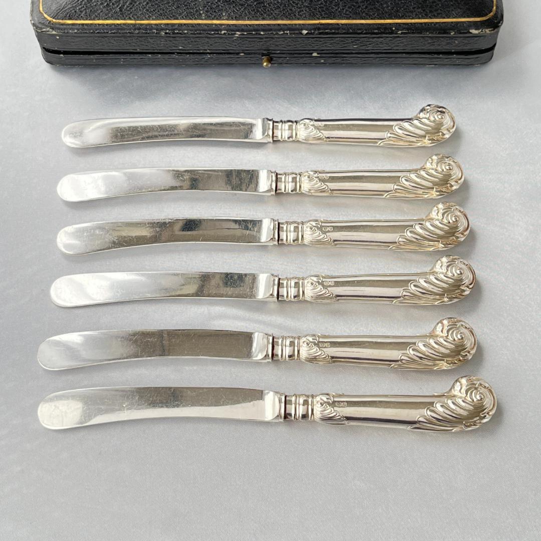 【James Deakin】 【純銀ハンドル】ロココの ティーナイフ 6本