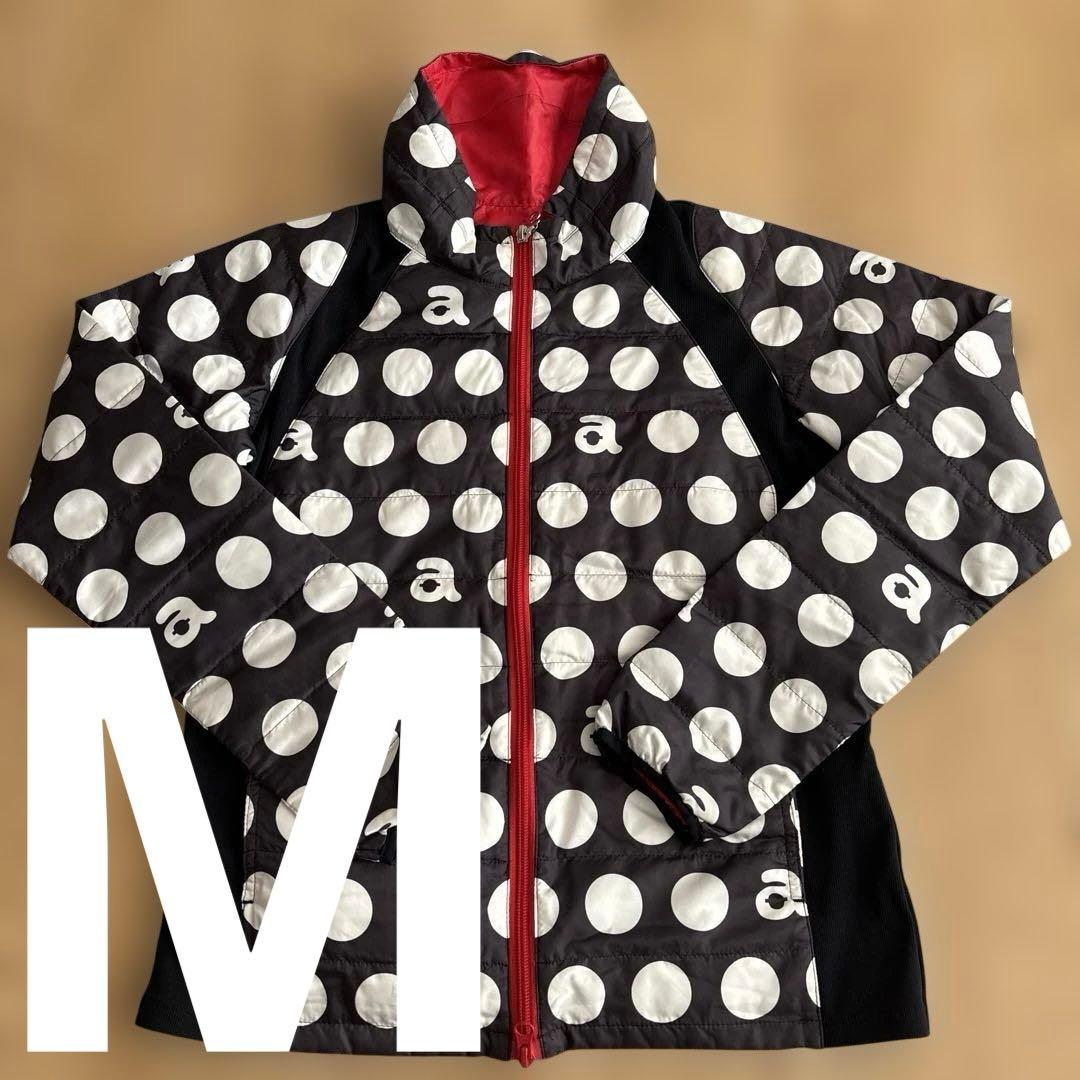 【美品】archivio ゴルフジャケット 中綿 水玉 ダークグレー レディース