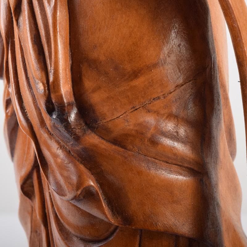 中国　唐木黄楊木製　玉石装飾　観音菩薩像　仏像　高さ約40cm　N　7208