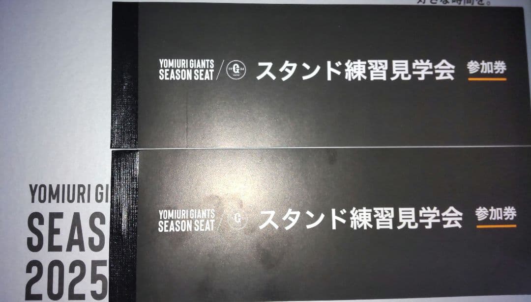 読売ジャイアンツ　巨人　スタンド練習見学会　参加券　3枚綴り2冊