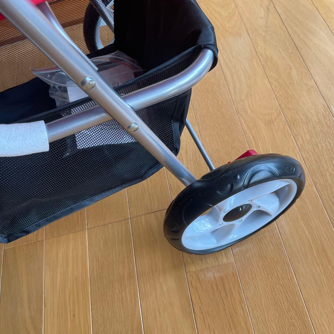 赤　ペットカート ペットバギー　折りたたみ　前輪回転式　おまけ付き