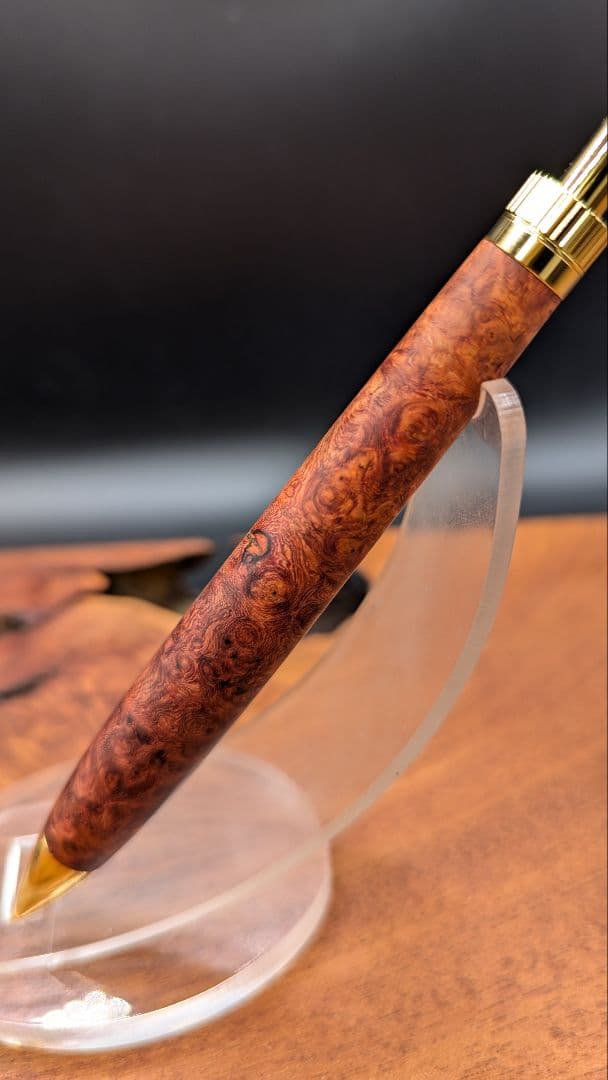 624極上　本花梨　瘤杢　木軸シャーペン　ボールペン