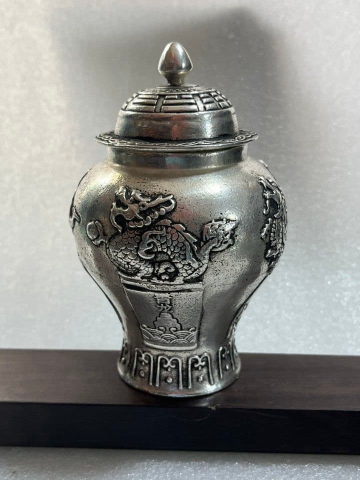 四大神獣模様将軍缶 銅製品 工芸品 置物