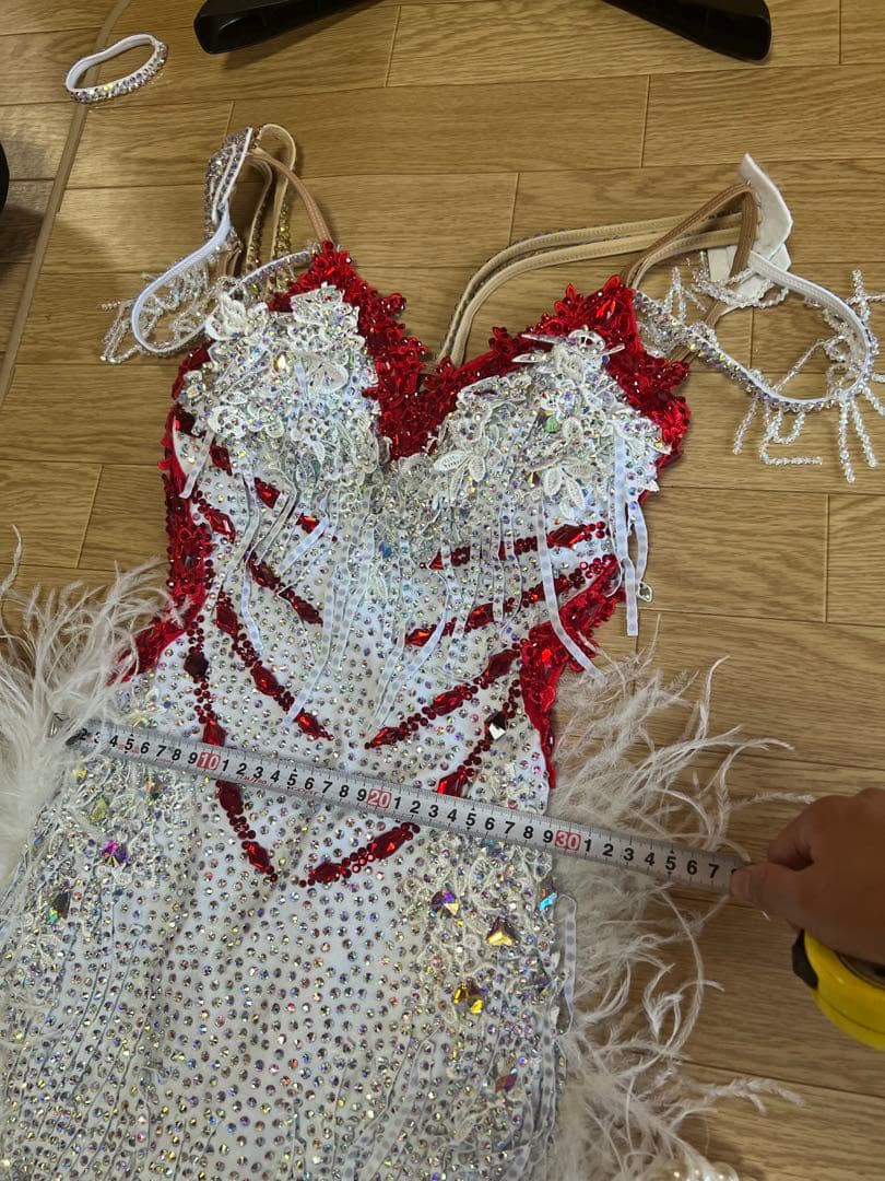 社交ダンス用赤と白のドレス　サイズS~M使用感ありません