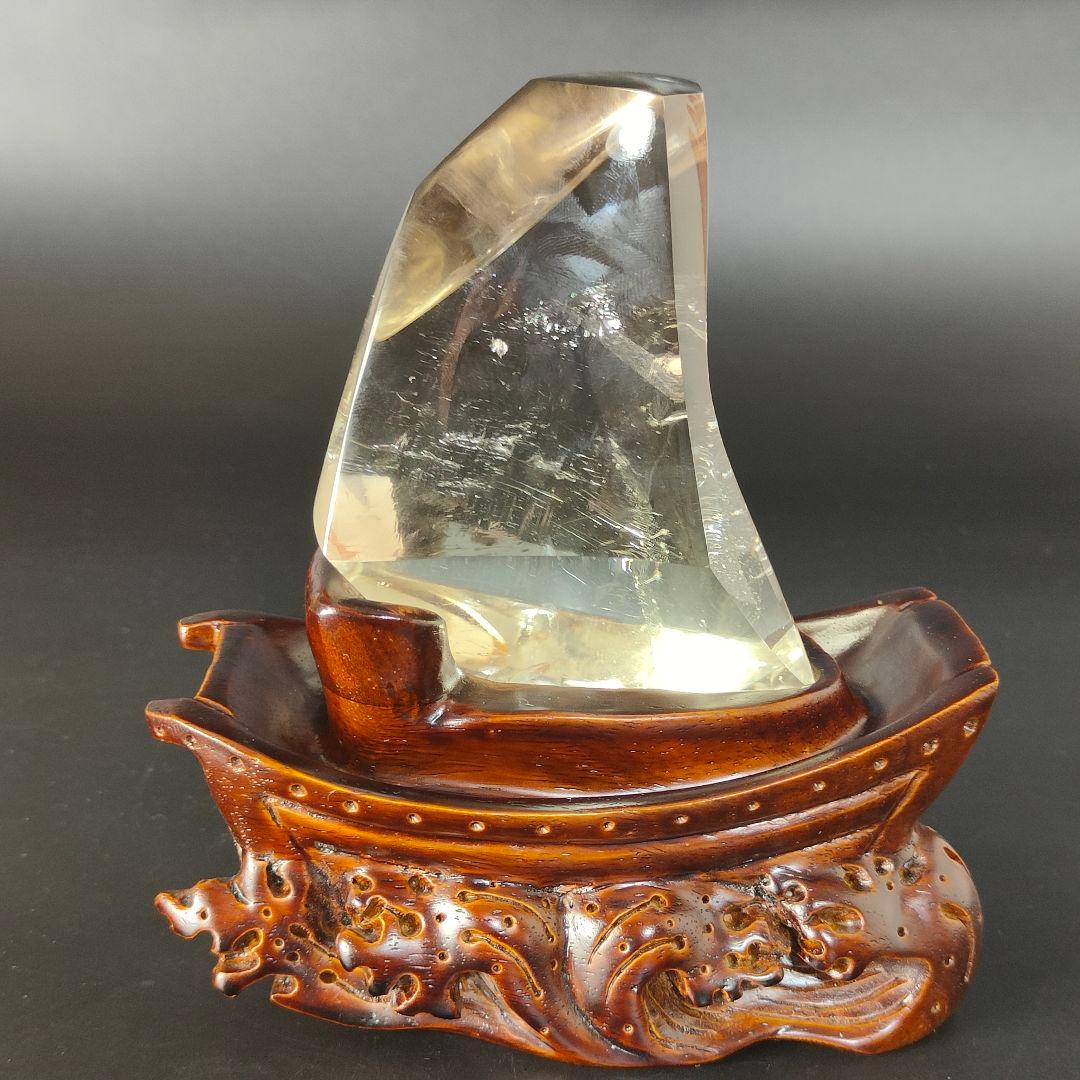 超レア物　黄水晶の宝船　水晶　天然石　パワーストーン　風水　金運　財運　船　海