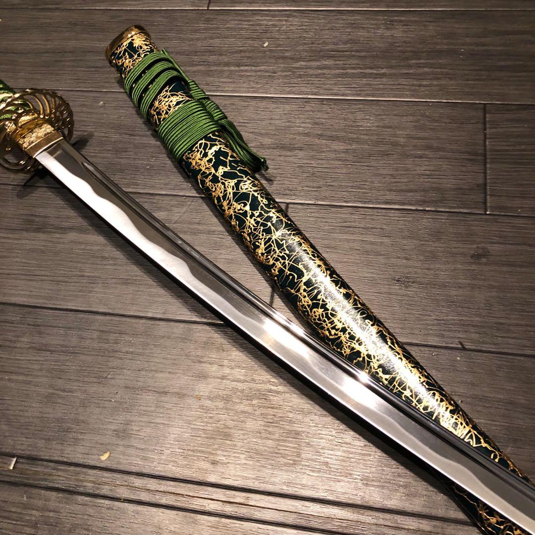 専用　高級模造刀　樋入り刀身　緑金拵え　亜合金刀身