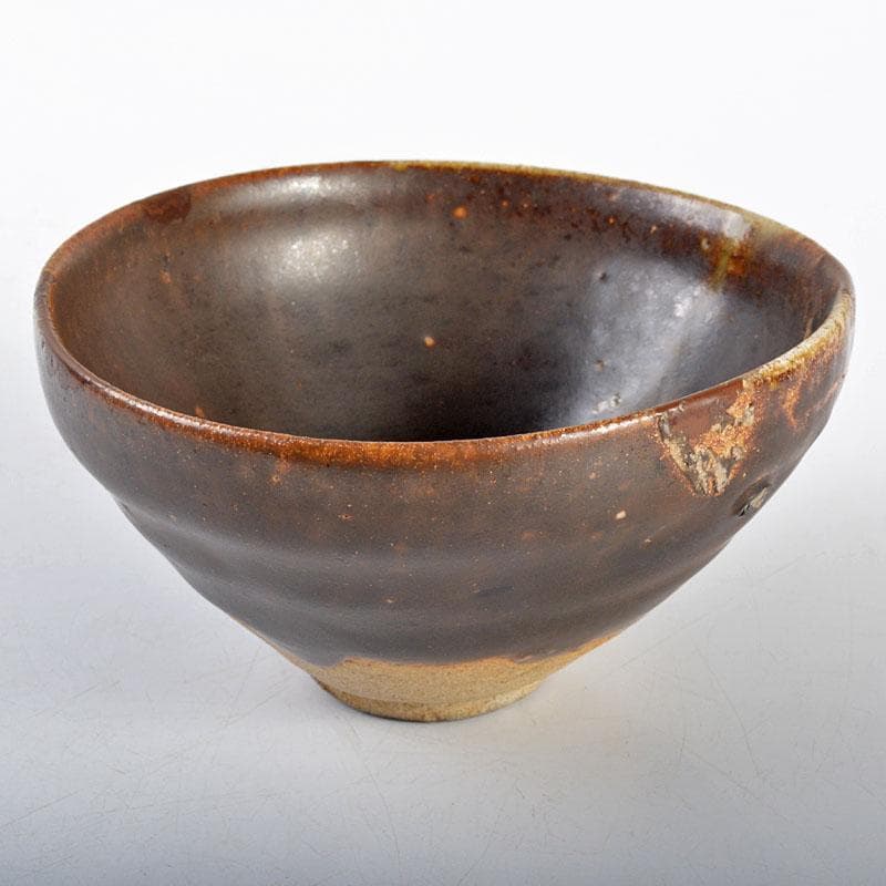 中国　柿釉　天目茶碗　時代箱付　V　R4371