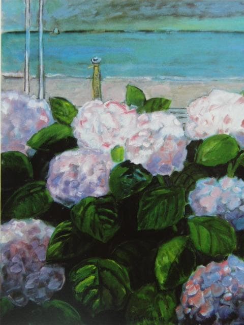 カシニョール（Cassigneul）、あじさいの咲く海岸、希少な画集より