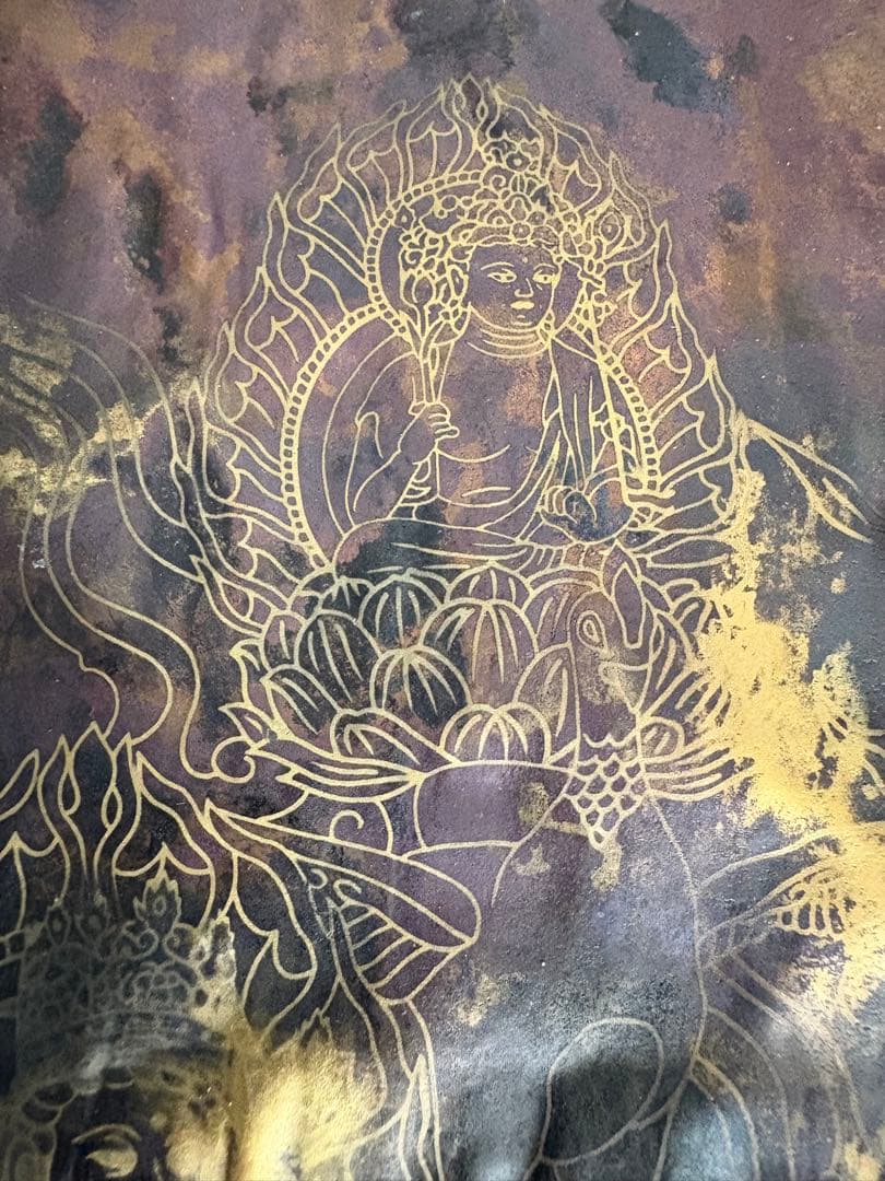 銅板　仏画　鳥に乗った仏様