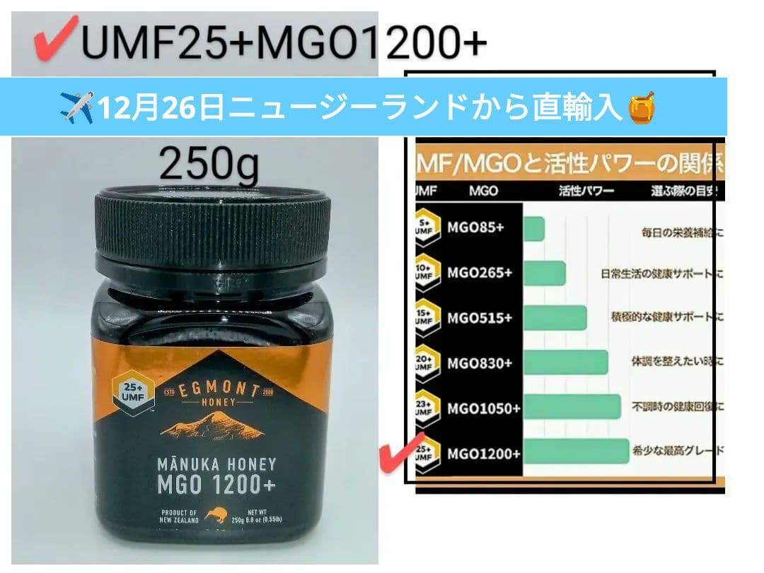 エグモント マヌカハニーUMF25+MGO1200+ 250g■eg-11-4