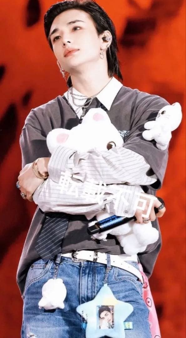 ヒョンジン plush bag マグネット シルバー キーリング