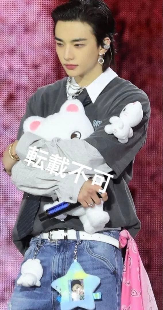 ヒョンジン plush bag マグネット シルバー キーリング