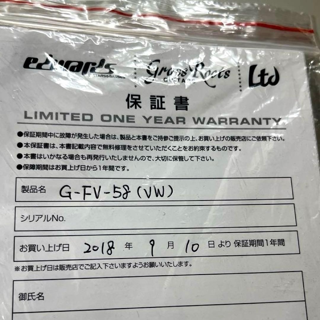 Grass Roots GFV58 グラスルーツ フライングV 白　ケース付