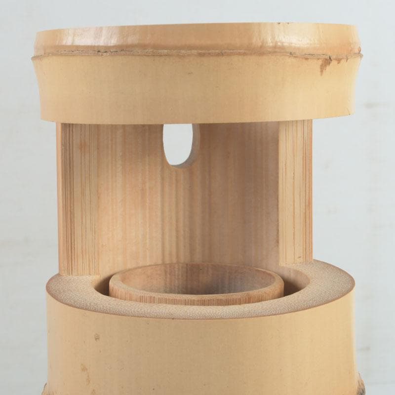 茶道具　淡完作　竹一重切花入　銘好日　紫野　長谷川寛州書付　共布共箱　V9747