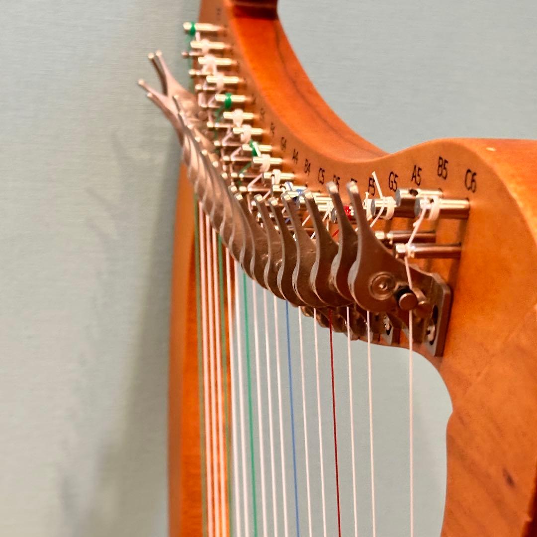 19弦 ハープ 木製 弦楽器 インテリア 現状品
