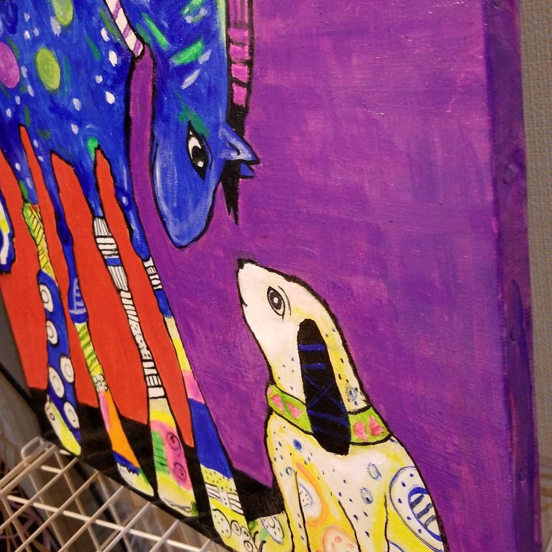 油絵　FUUTA確認　ベストフレンド馬*犬