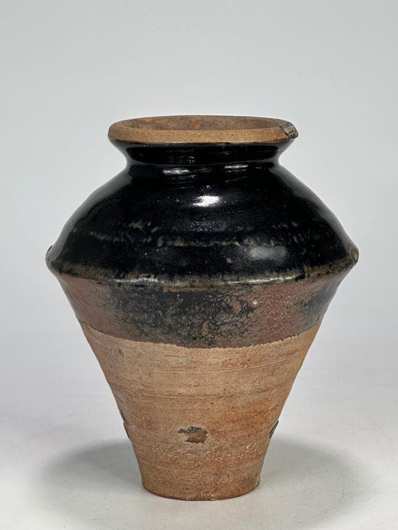 中国美術　元時代　黒釉　花瓶　花器　華道具
